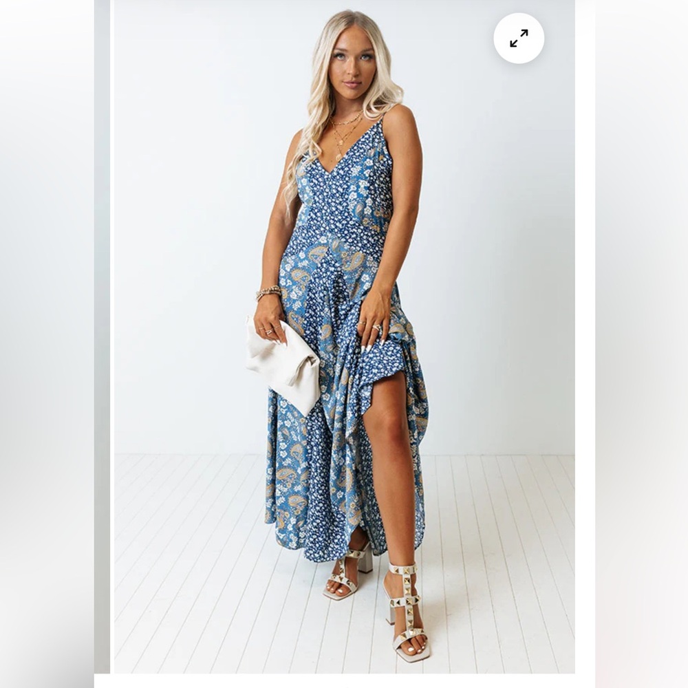 Millibon Blue Floral Maxi Dress - Picture 3 of 16
